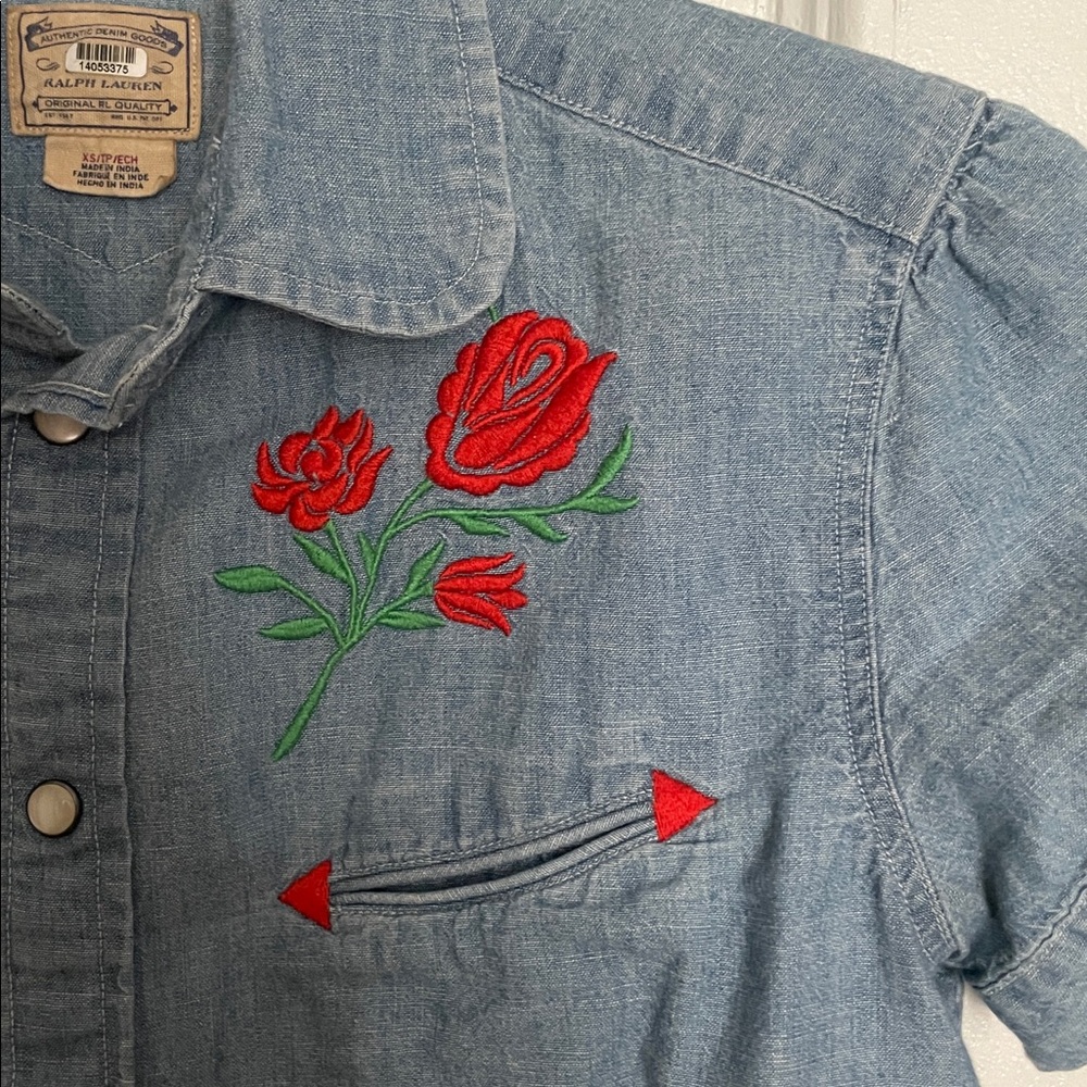 Vintage Ralph Lauren Light Blue Western Denim Shirt - Picture 4 of 4